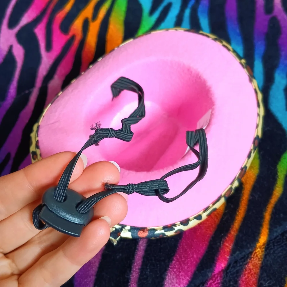 🩷*4/$15 Rubie's Pet Shop Pink Cowboy Hat Western Leopard Halloween Small Medium